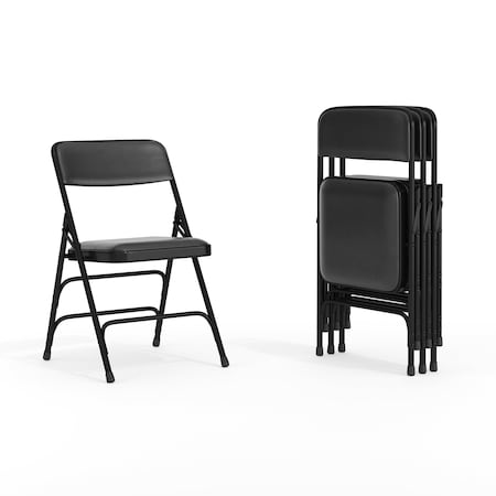 Flash Furniture Black Vinyl Folding Chair, PK4 4-HA-MC309AV-BK-GG